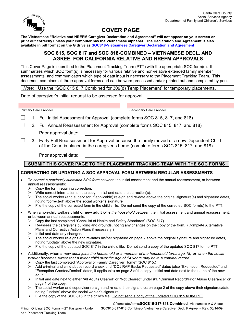 State of California - Health and Human Services Agency California Department of Social Services