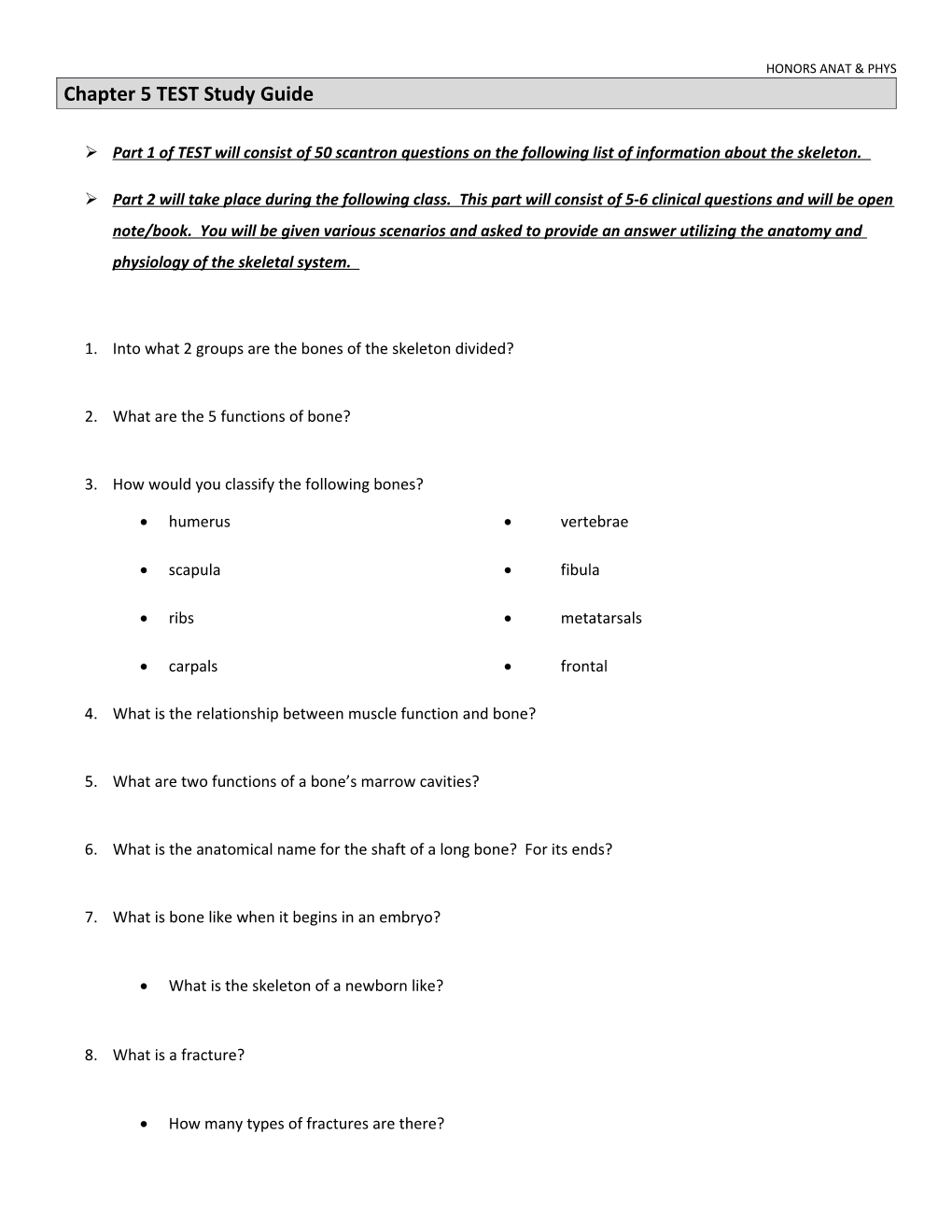 Chapter 5 TEST Study Guide