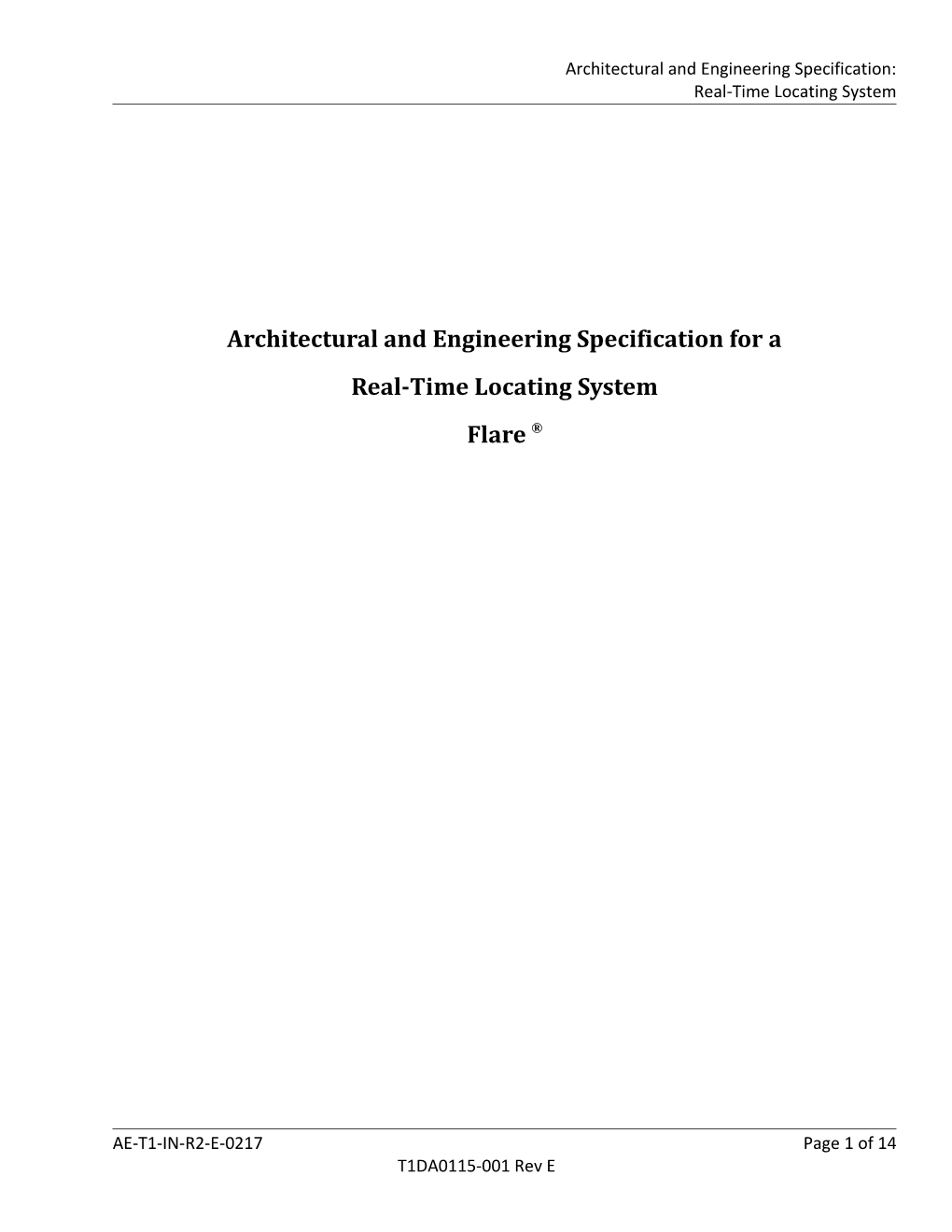 Architectural and Engineering Specification
