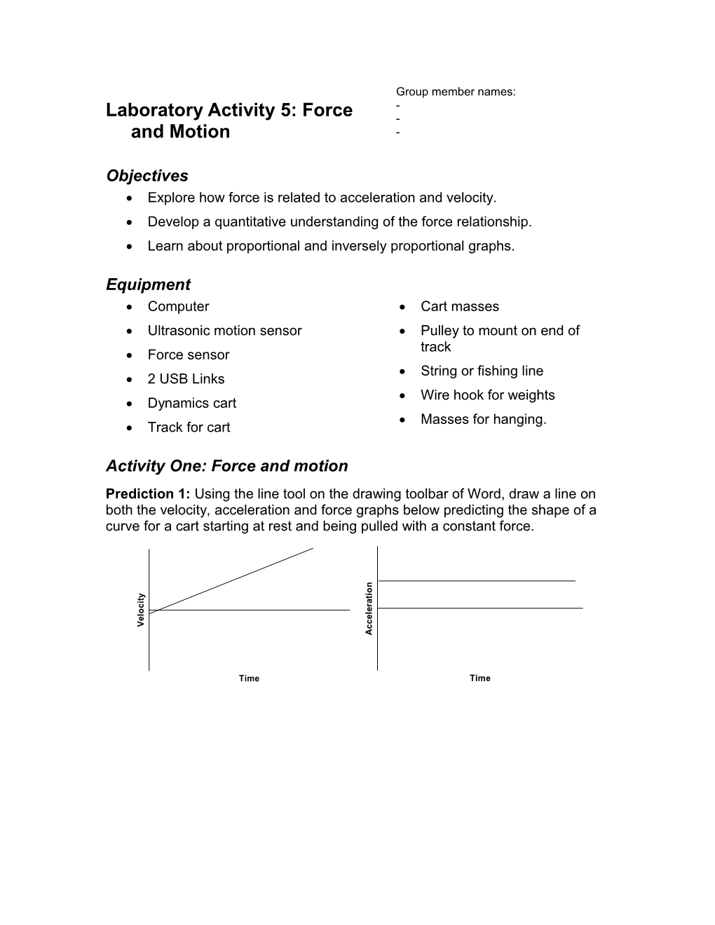 Laboratory Activity 1: Position Graphs