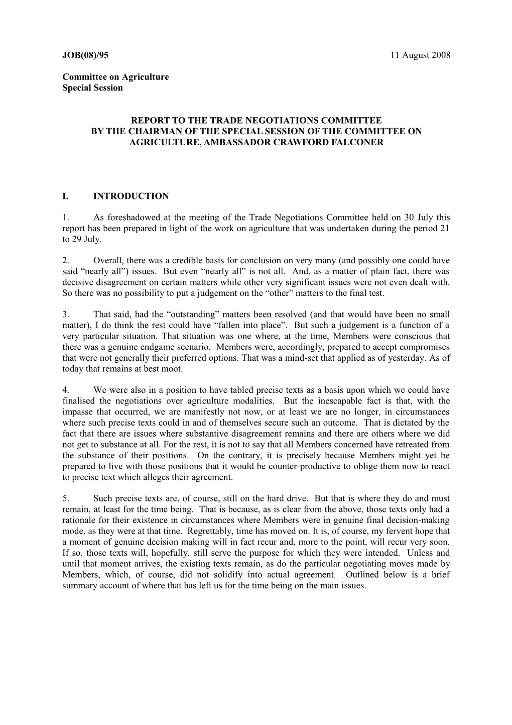 Report to the Trade Negotiations Committee