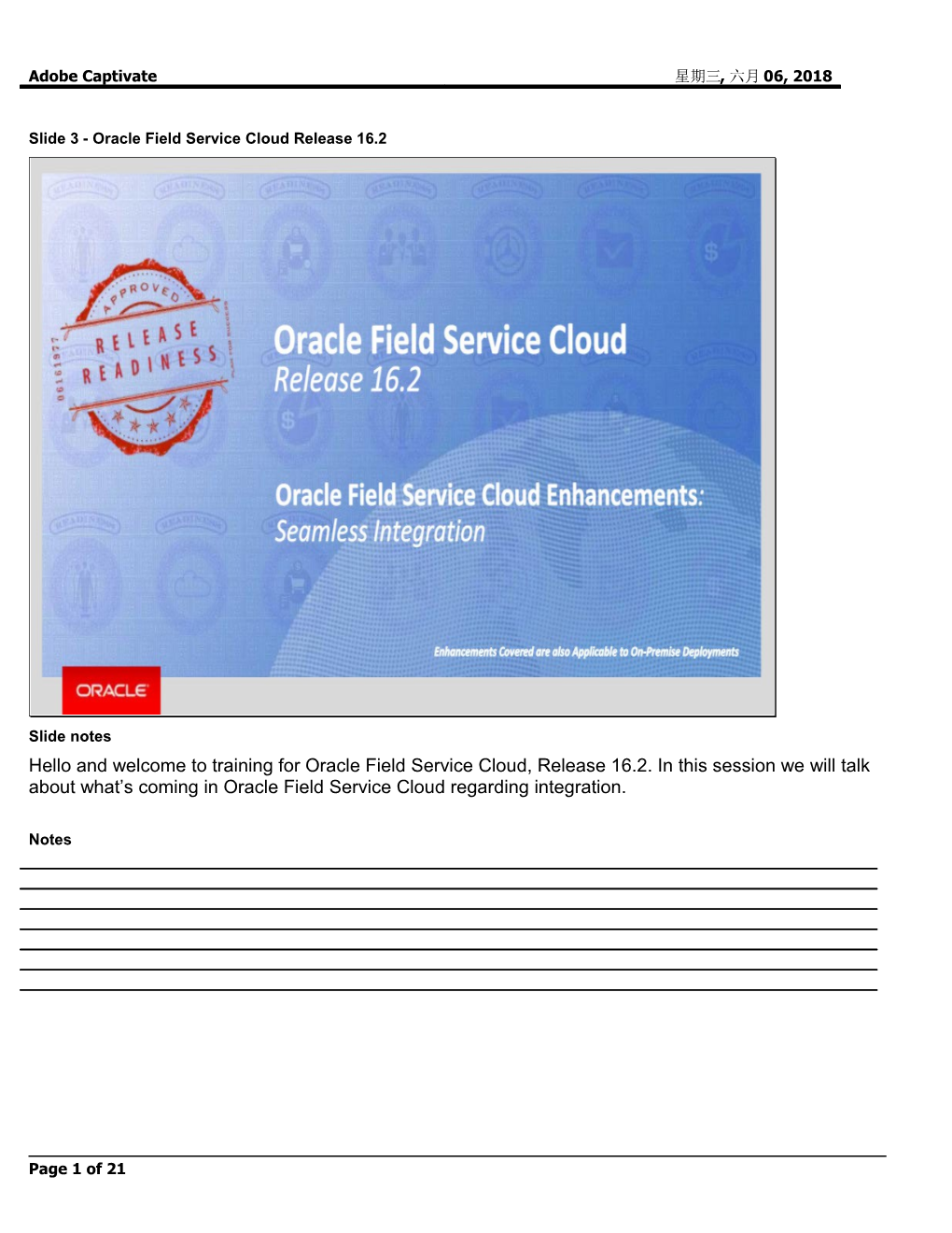 Slide 3 - Oracle Field Service Cloud Release 16.2