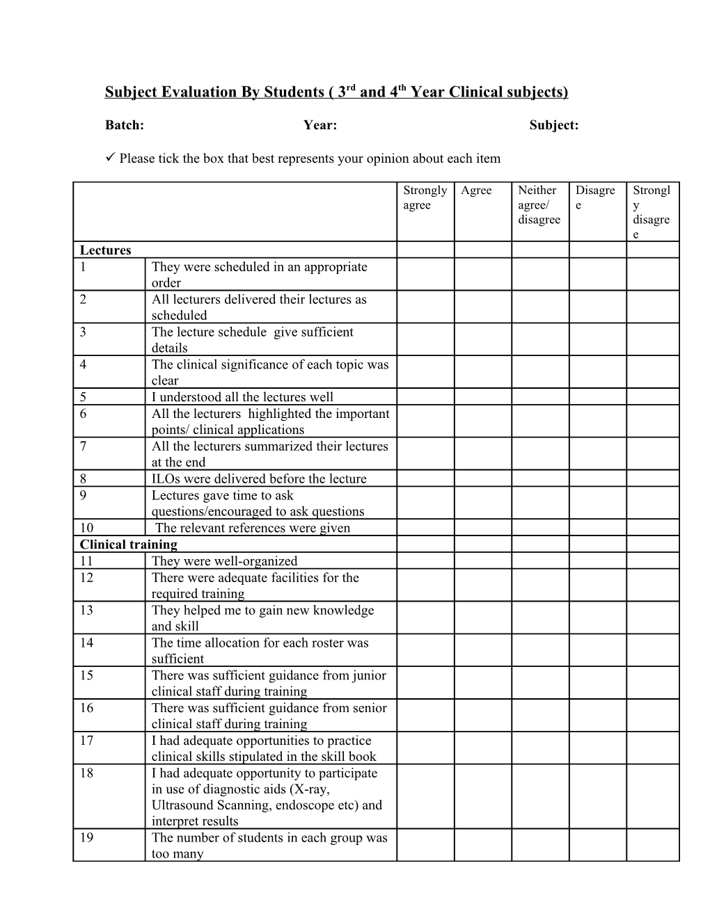 Module Evaluation by Students