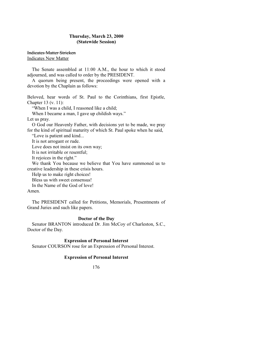 Senate Journal for Mar. 23, 2000 - South Carolina Legislature Online