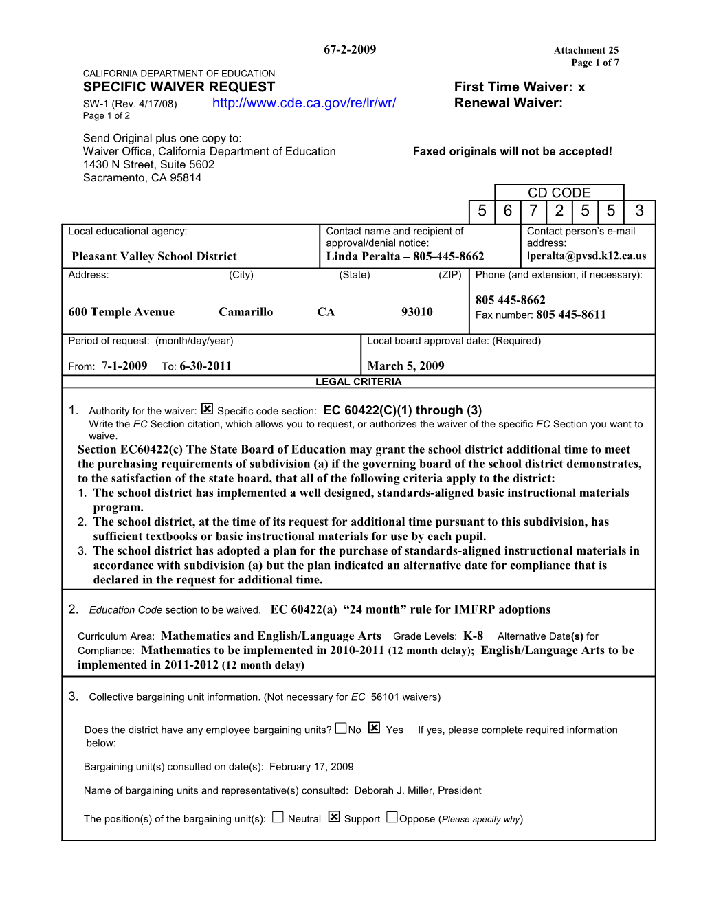 July 2009 Waiver Item WC3 Attachment 25 - Meeting Agendas (CA State Board of Education)