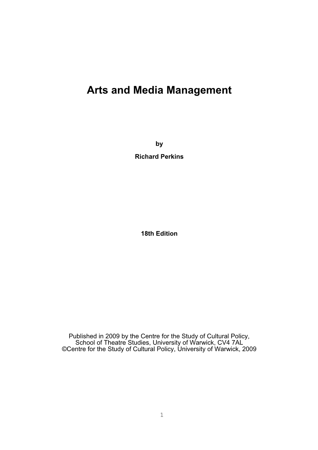 Arts and Media Management