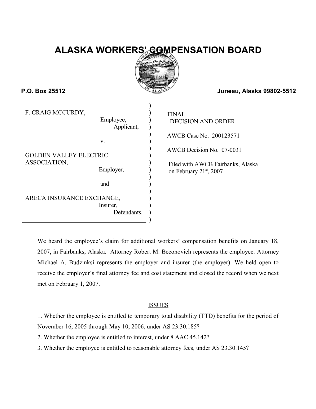 Alaska Workers' Compensation Board s46