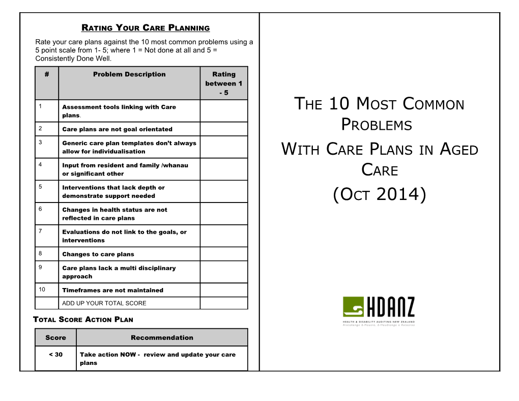 10 Most Common Problems with Care Plans in Aged Care