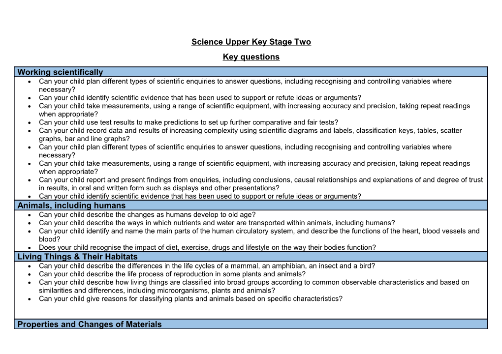 Science Upperkey Stage Two