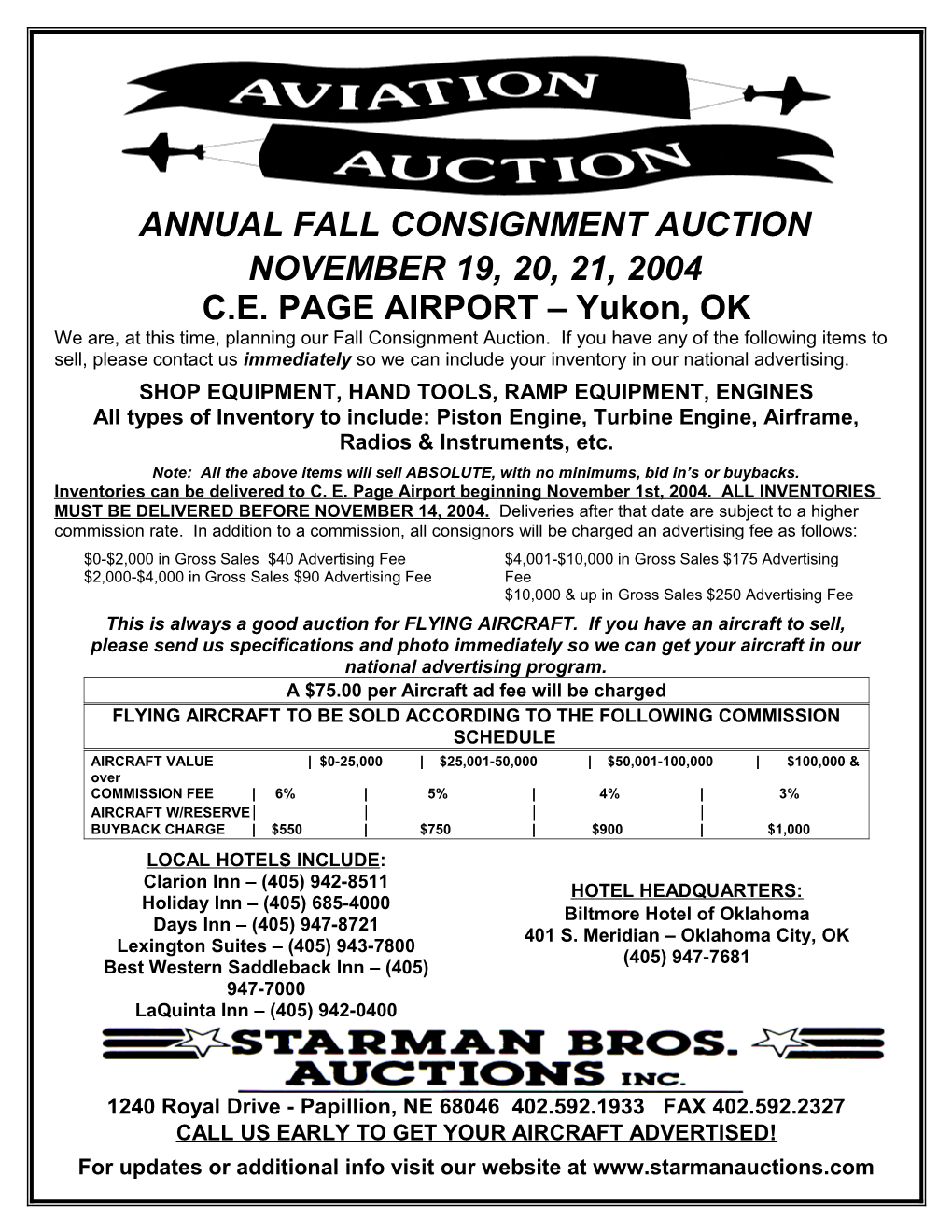 Annual Fall Consignment Auction