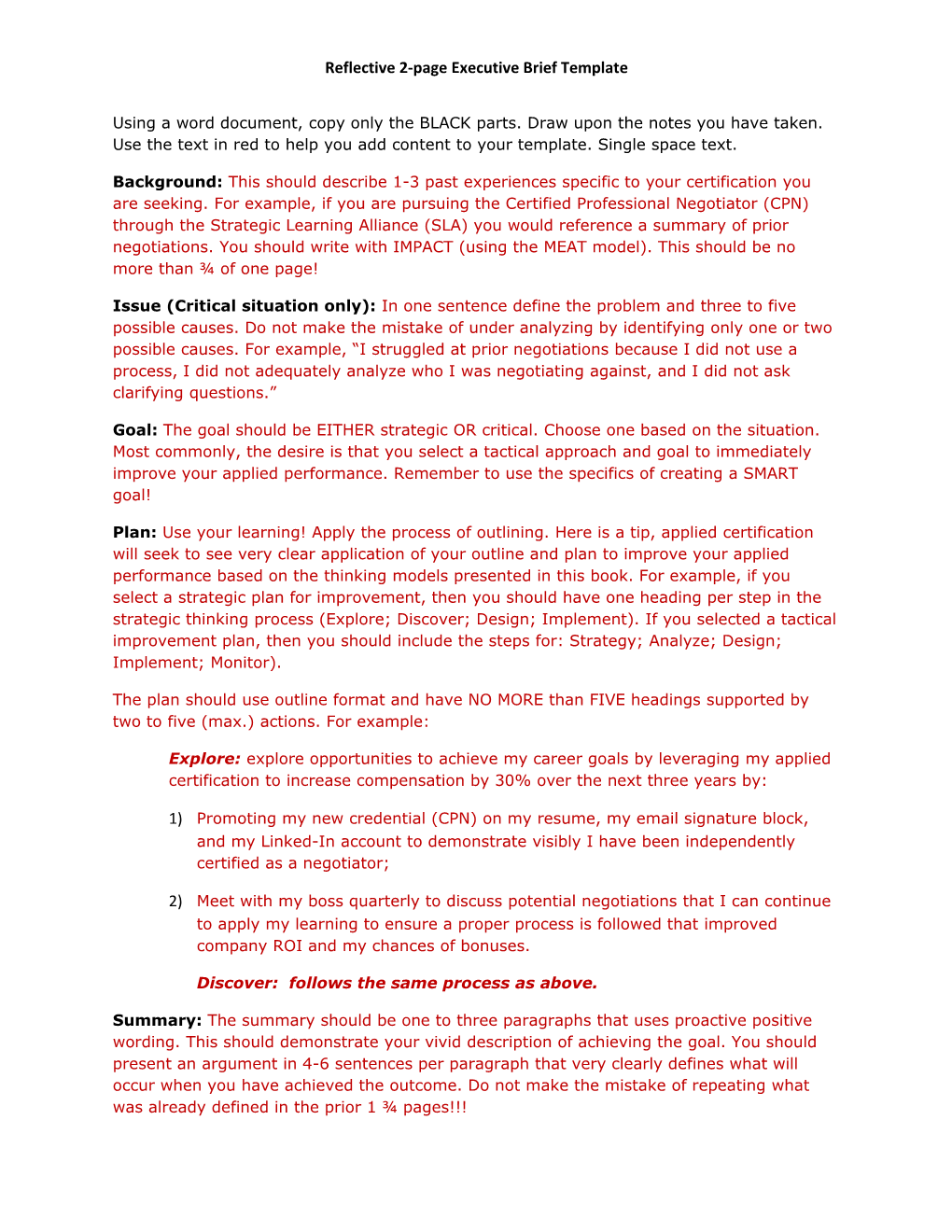 Reflective 2-Page Executive Brief Template