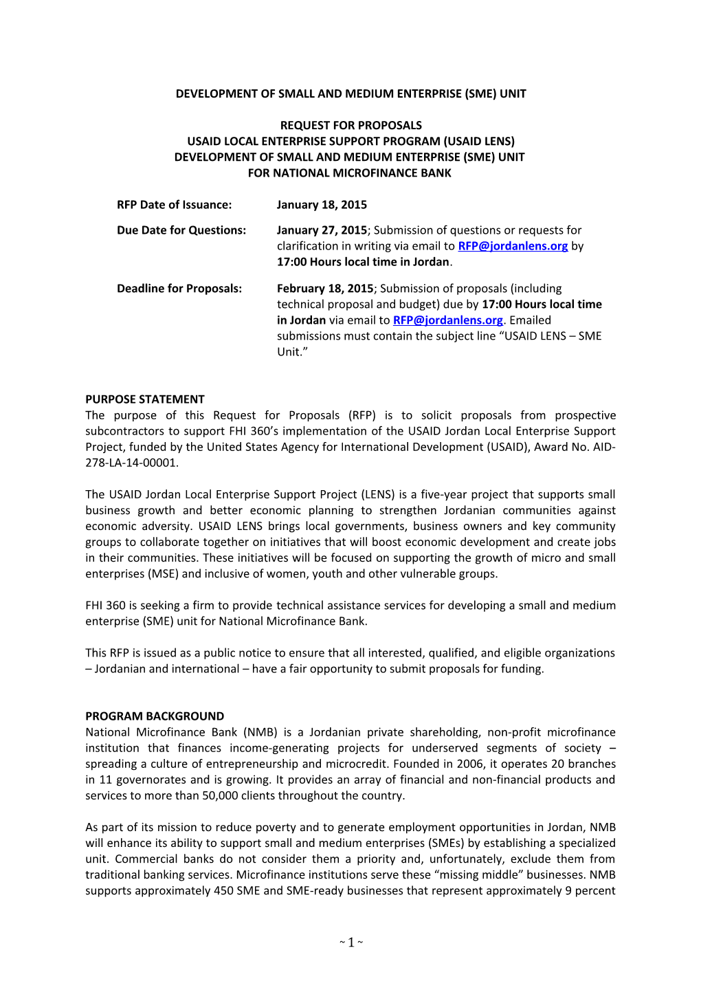 Development of Small and Medium Enterprise (Sme) Unit