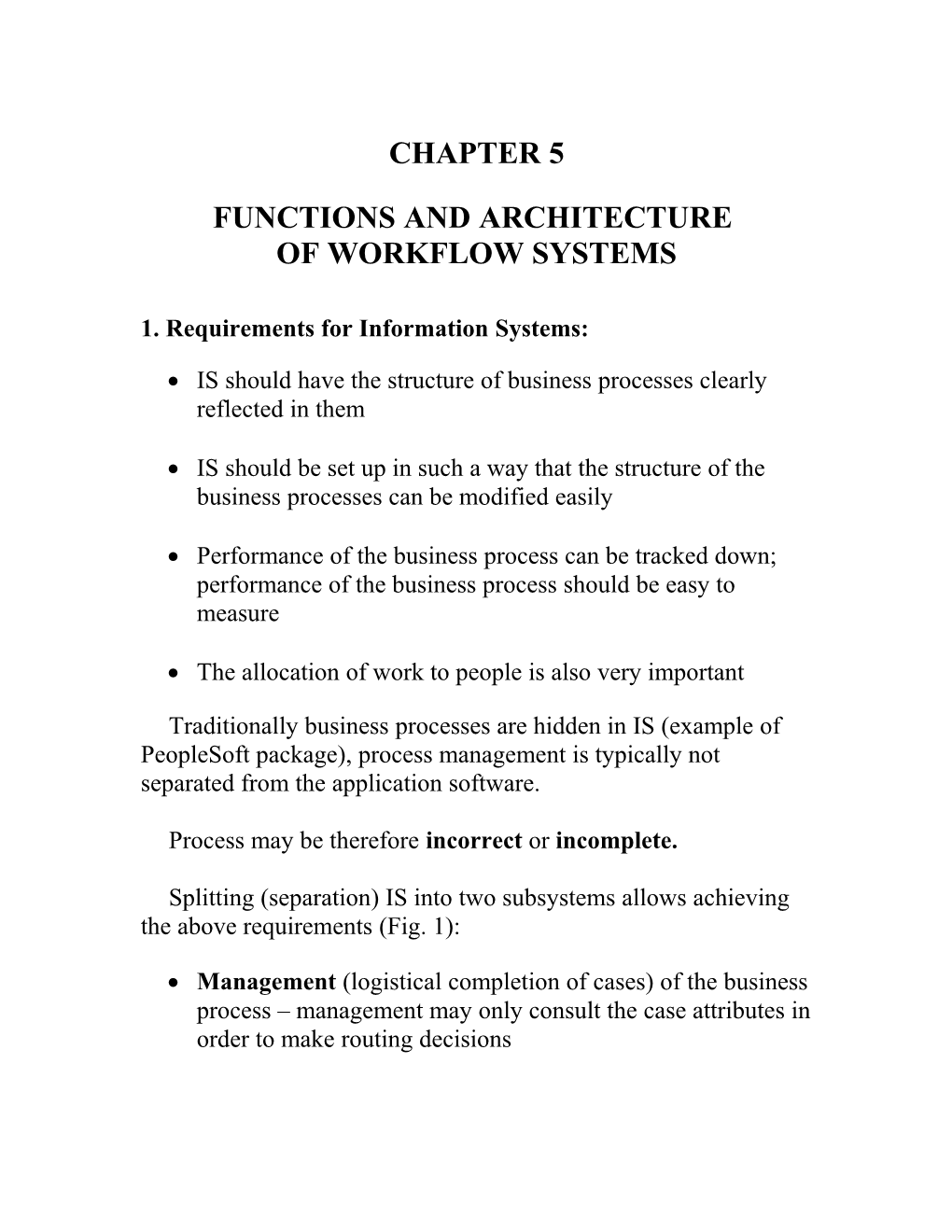 1. Requirements for Information Systems