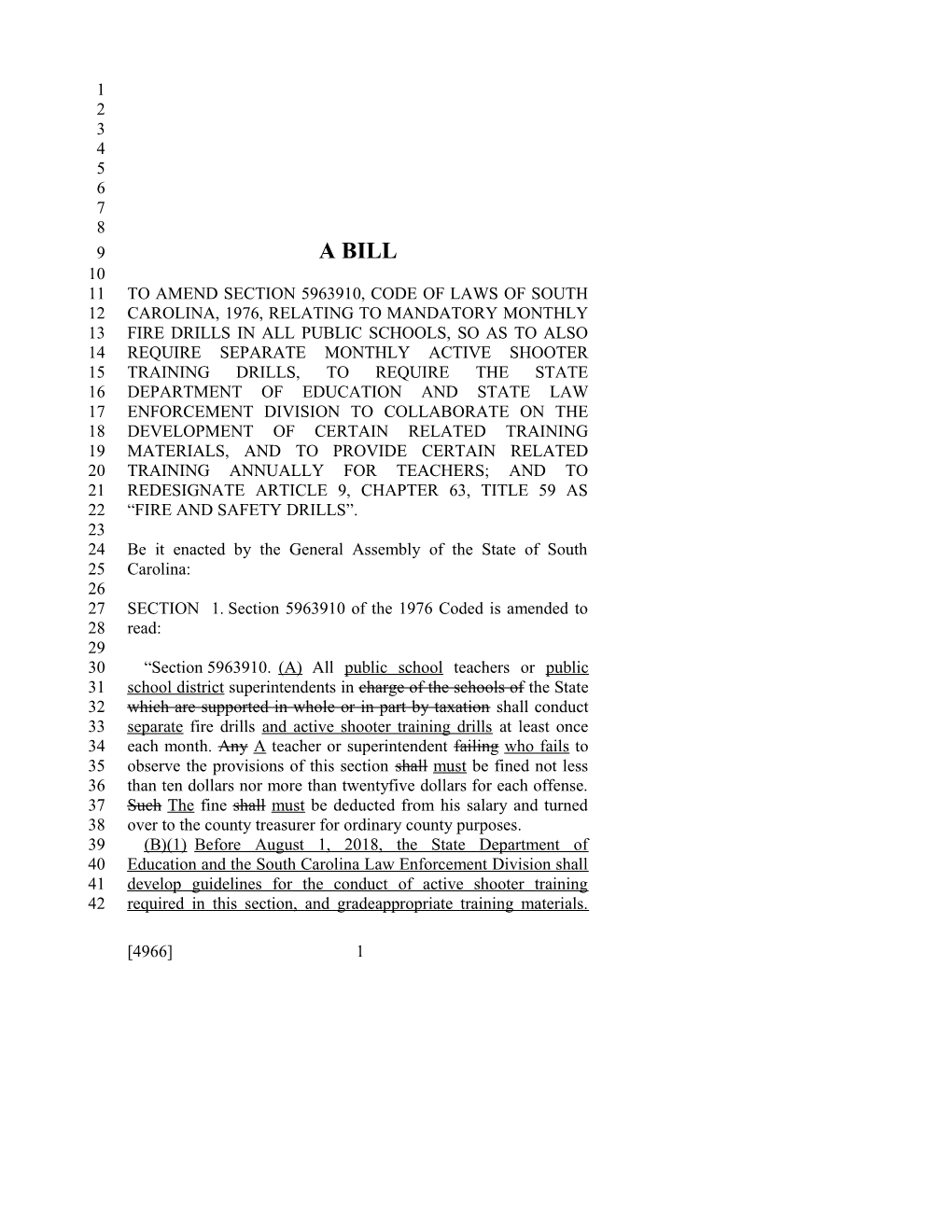 2017-2018 Bill 4966 Text of Previous Version (Feb. 20, 2018) - South Carolina Legislature Online