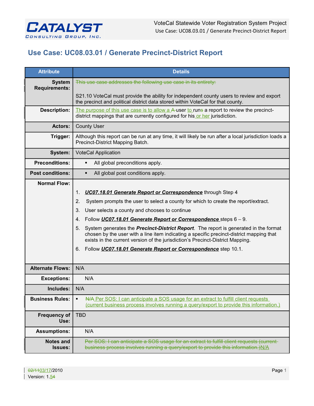 Use Case: UC08.03.01 / Generate Precinct-District Report