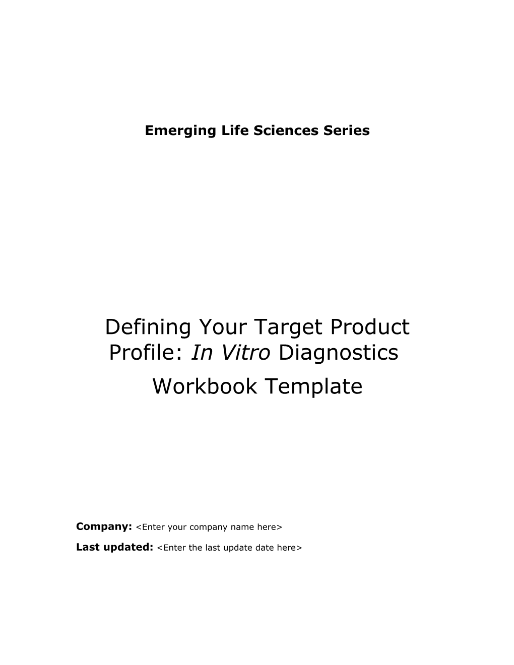 Defining Your Target Product Profile: in Vitro Diagnostic Products