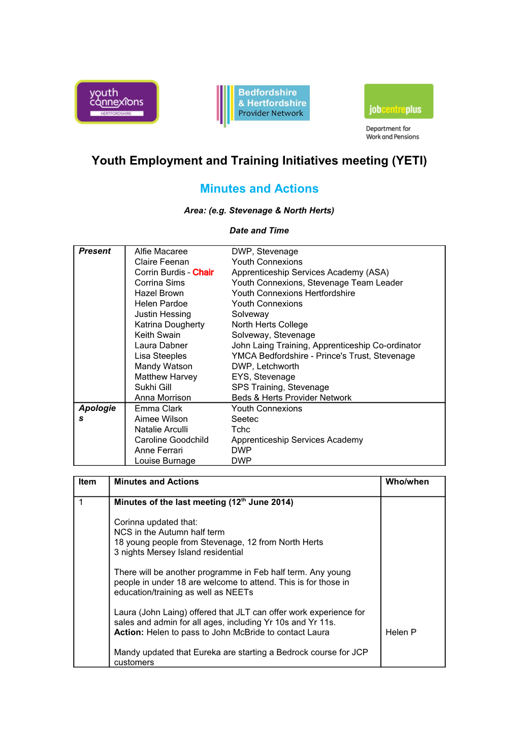 Youth Employment and Training Initiatives Meeting (YETI) s1