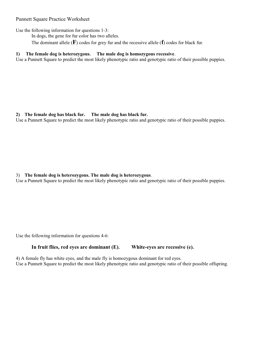 Punnett Square Practice Worksheet s1