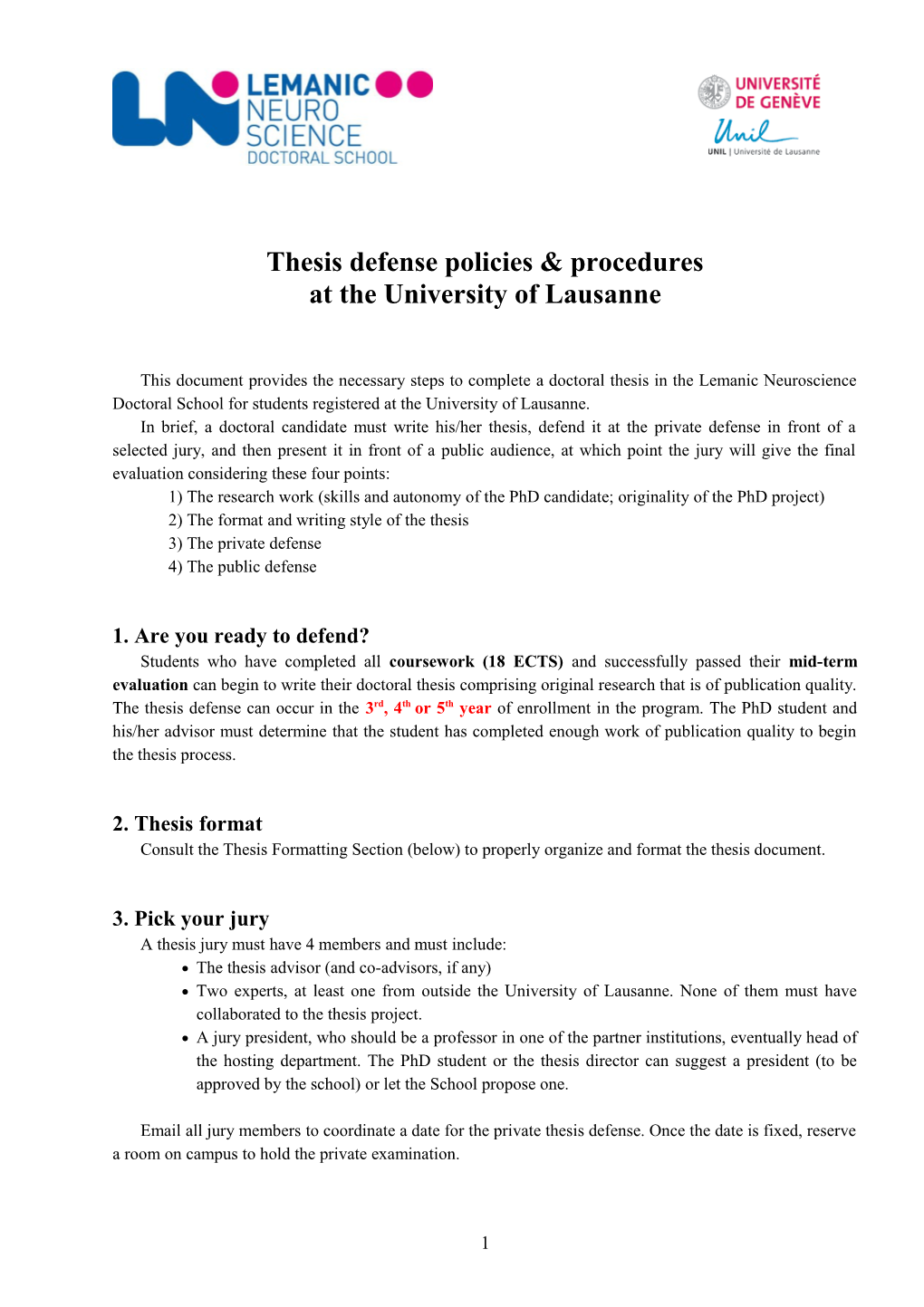 Thesis Defense Policies & Procedures