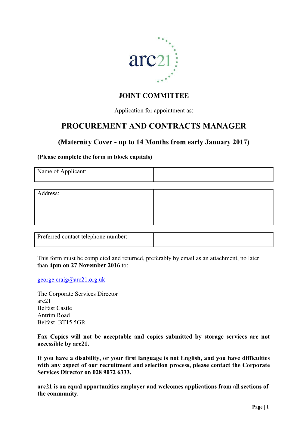 Procurement and Contracts Manager