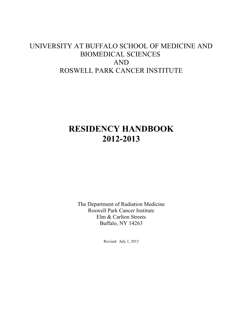 University at Buffalo School of Medicine and Biomedical Sciences And