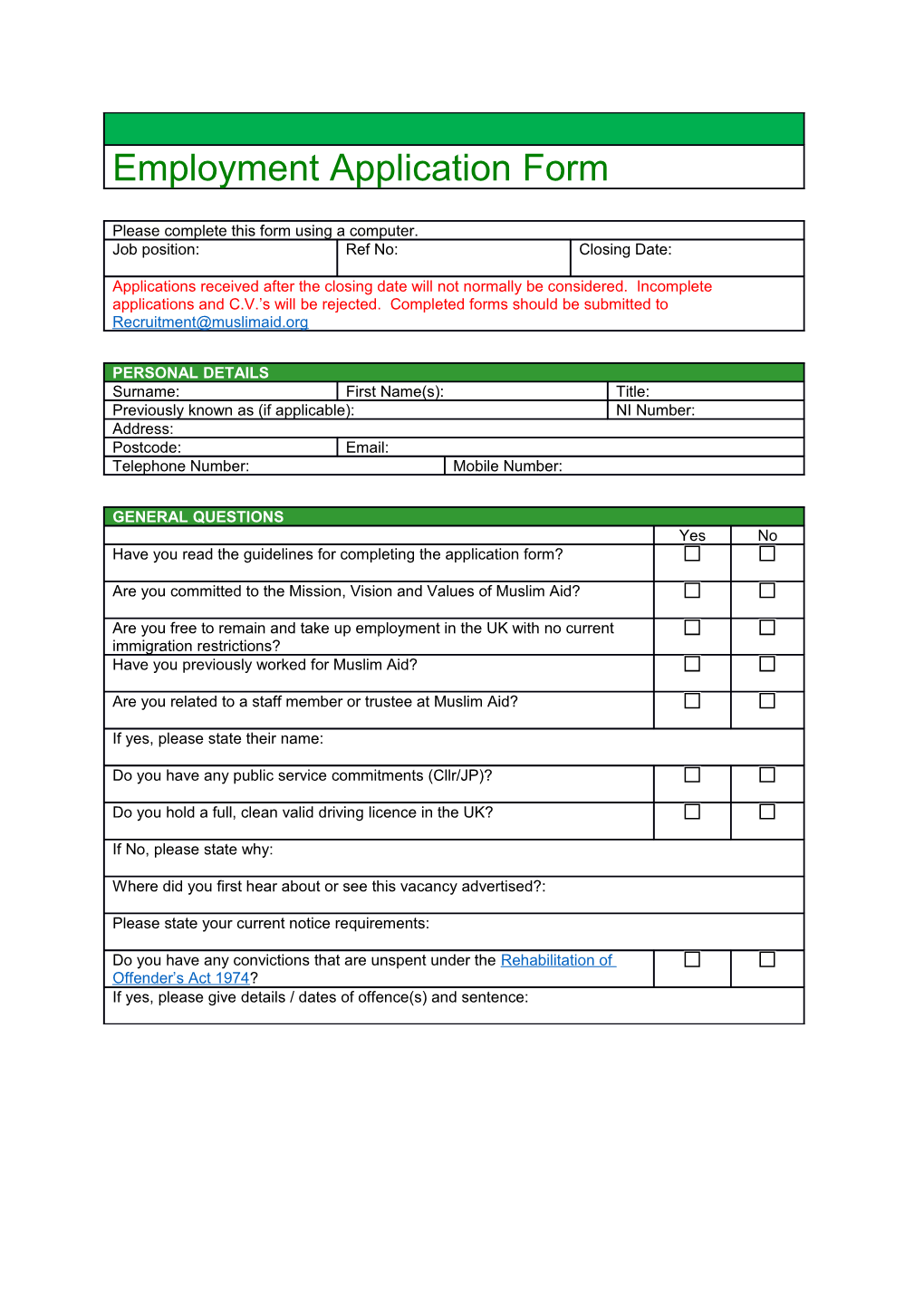 Please Complete Our Recruitment Monitoring Form Below