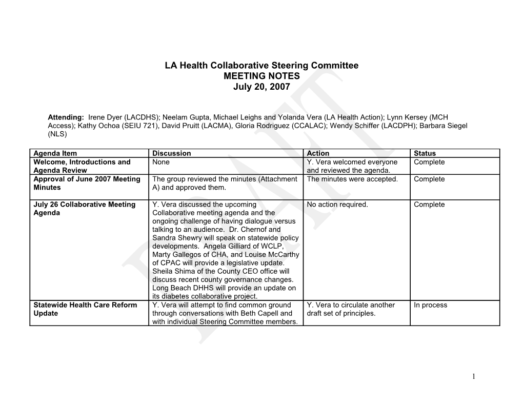 LA Health Collaborative Steering Committee