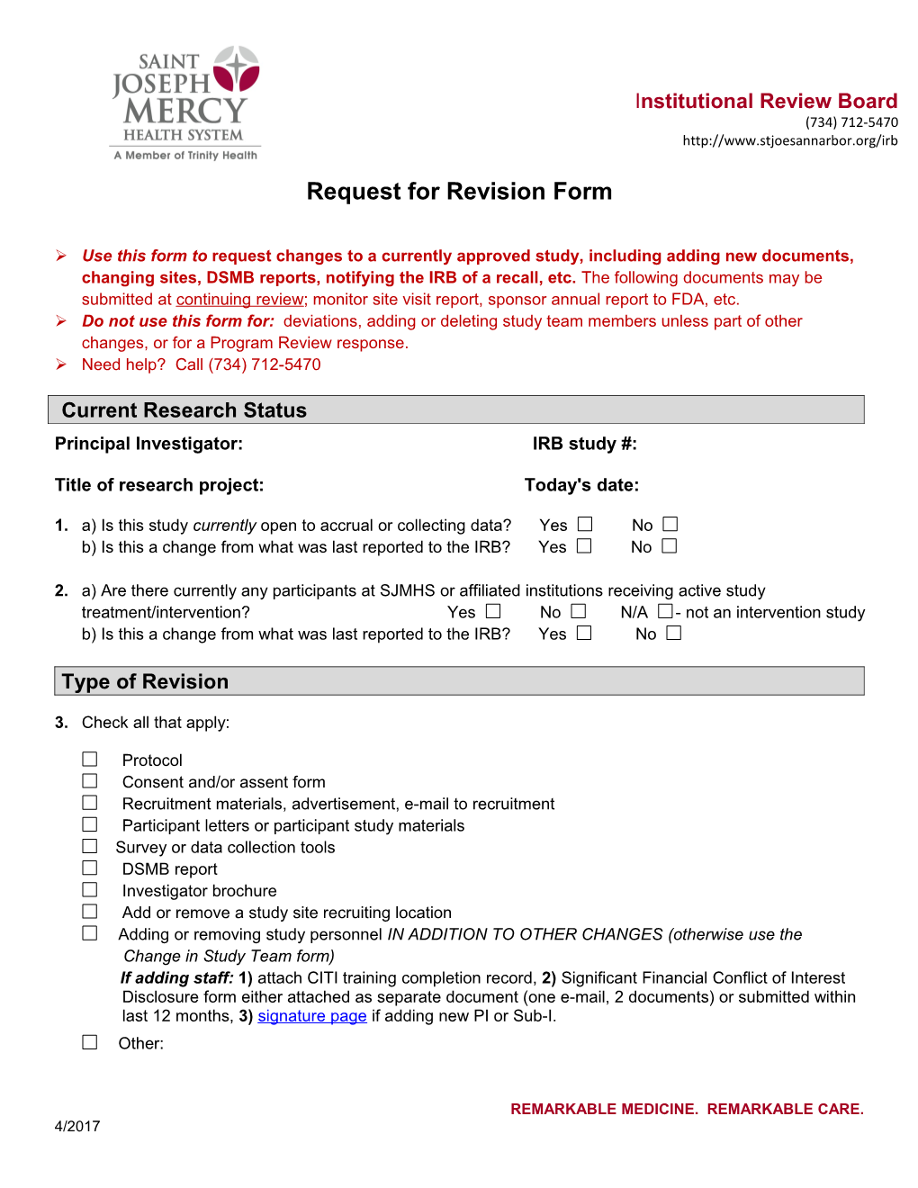 Request for Revision Form