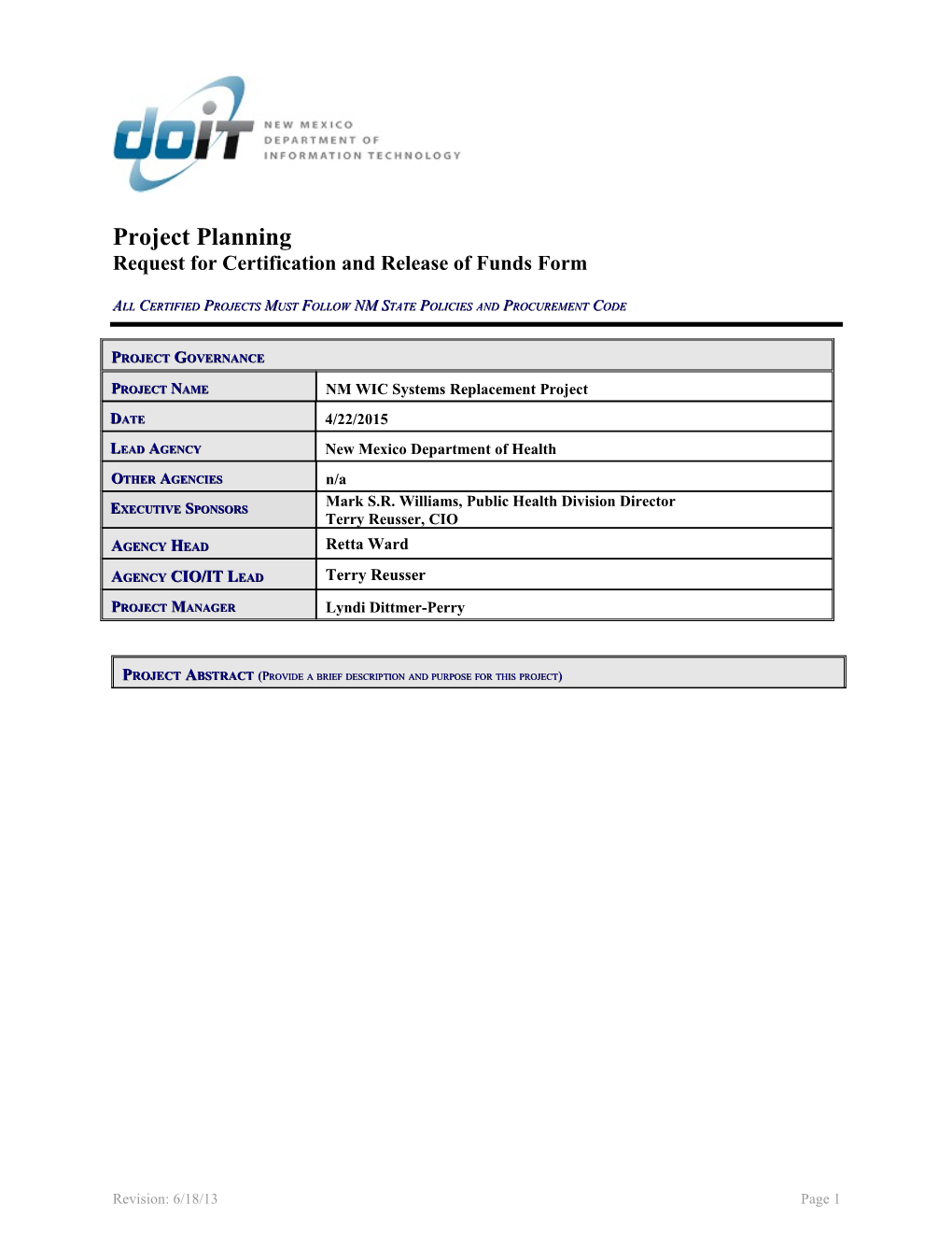 Request for Certification and Release of Funds Form s10