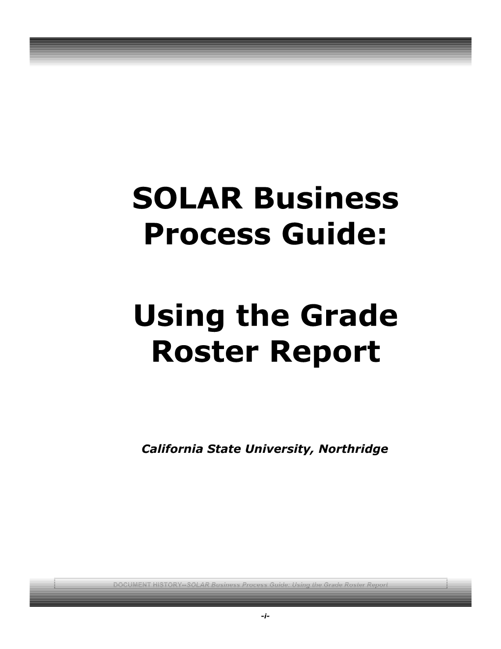 SOLAR Business Process Guide