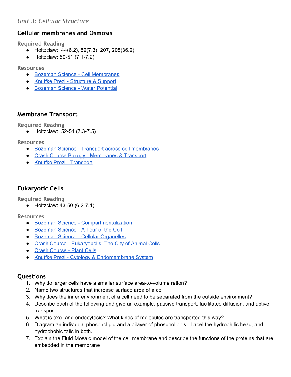 Cellular Membranes and Osmosis