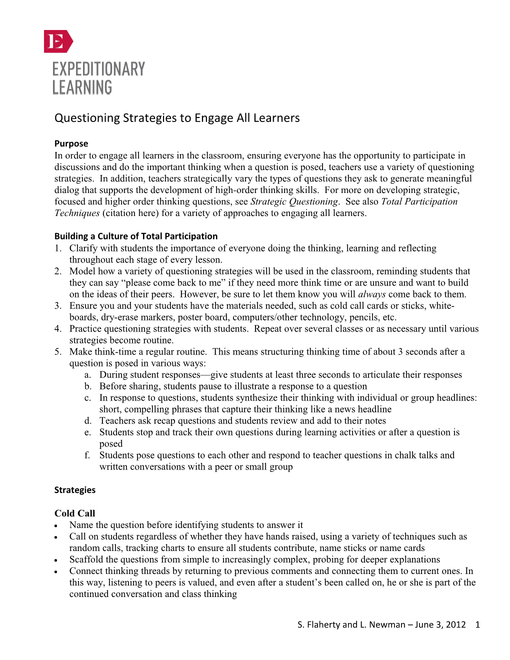 Questioning Strategies to Engage All Learners