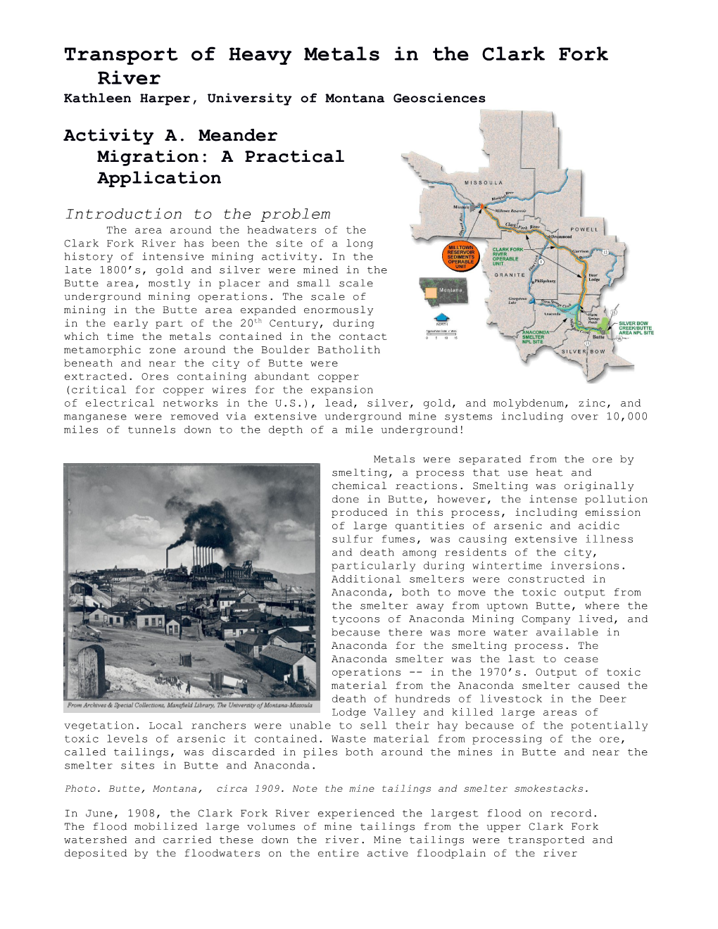 Transport of Heavy Metals in the Clark Fork River