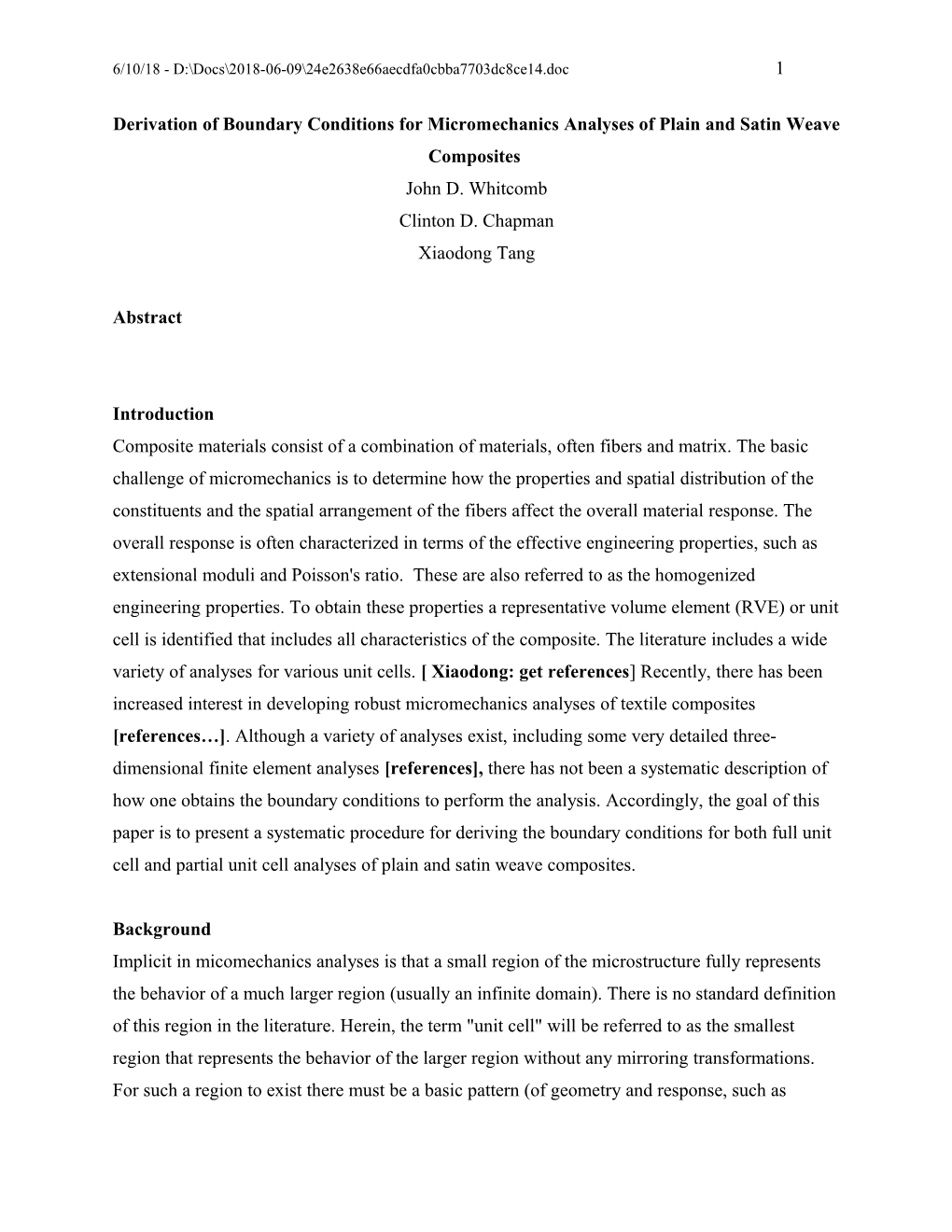 Derivation of Boundary Conditions for Micromechanics Analyses of Plain and Satin Weave