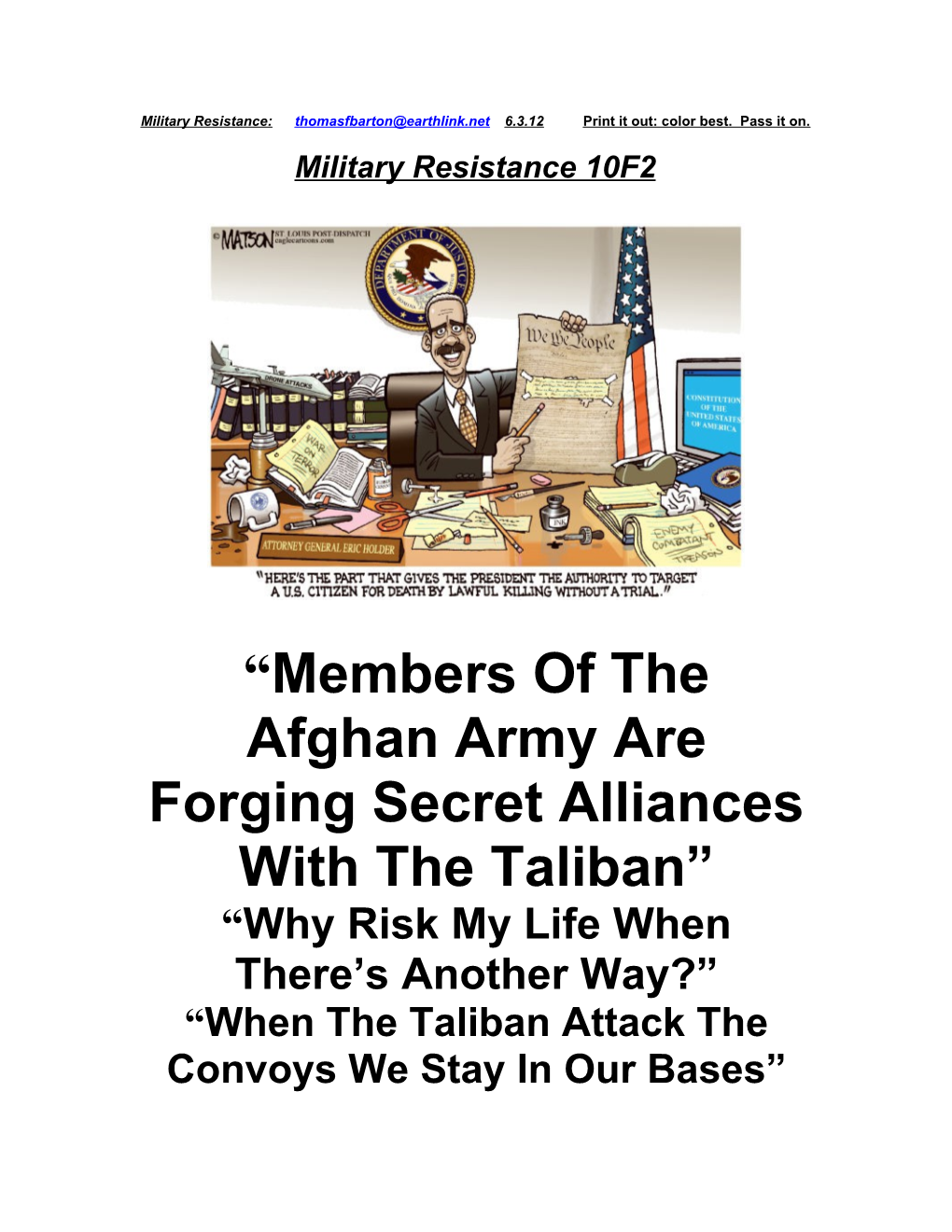 Members of the Afghan Army Are Forging Secret Alliances with the Taliban