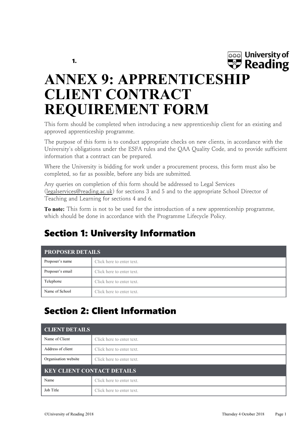 Apprenticeship Client Contract Requirement Form