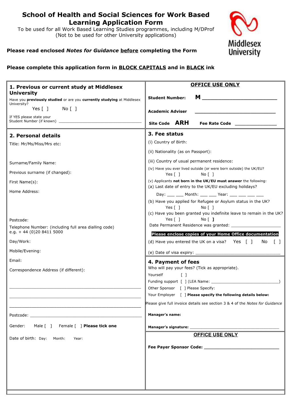 National Centre for Work Basedlearning Application Form