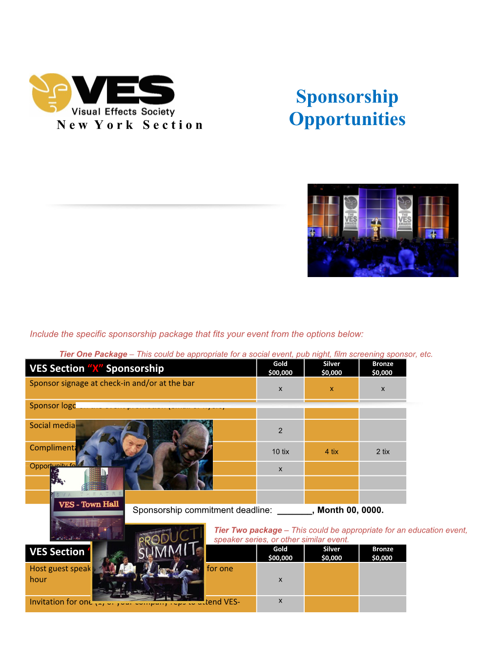 Include the Specific Sponsorship Package That Fits Your Event from the Options Below