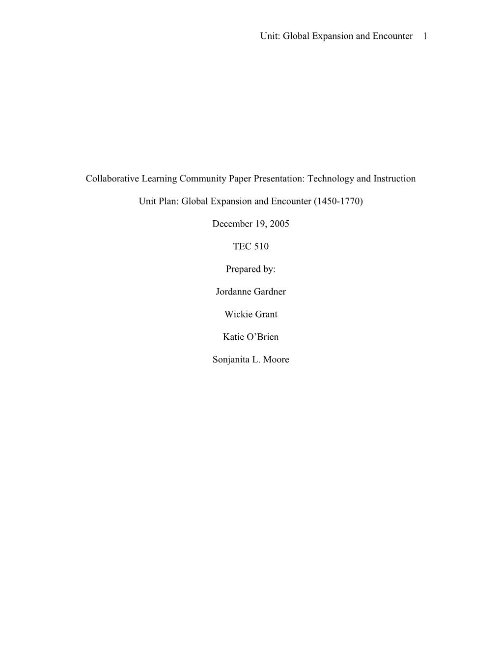 Collaborative Learning Community Paper Presentation: Technology and Instruction