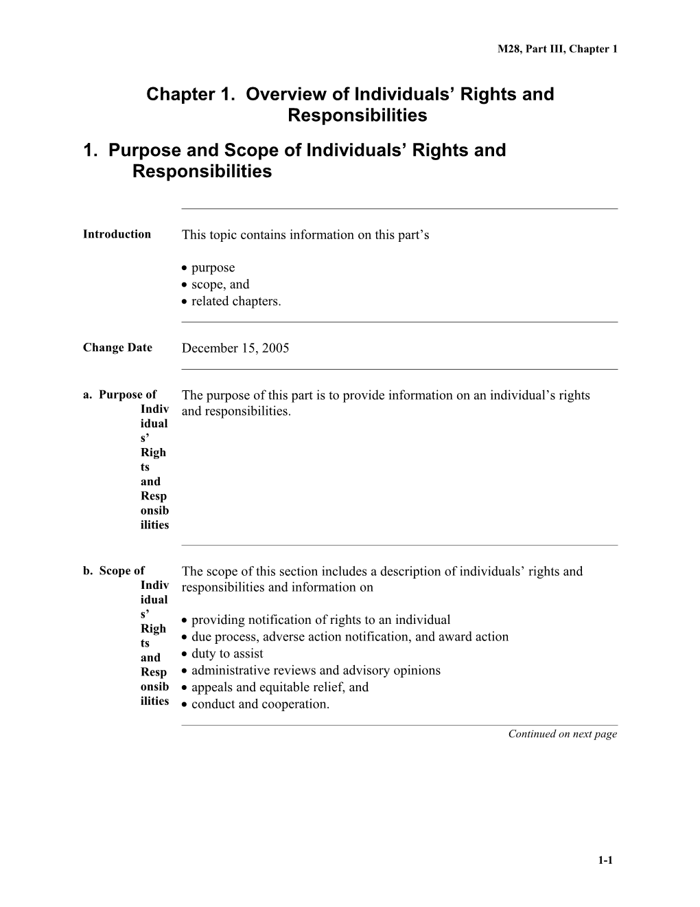 Chapter 1. Overview of Individuals Rights and Responsibilities