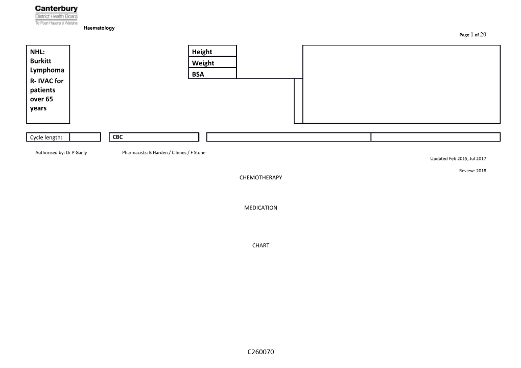 See Rituximab Infusion Chart Page 6