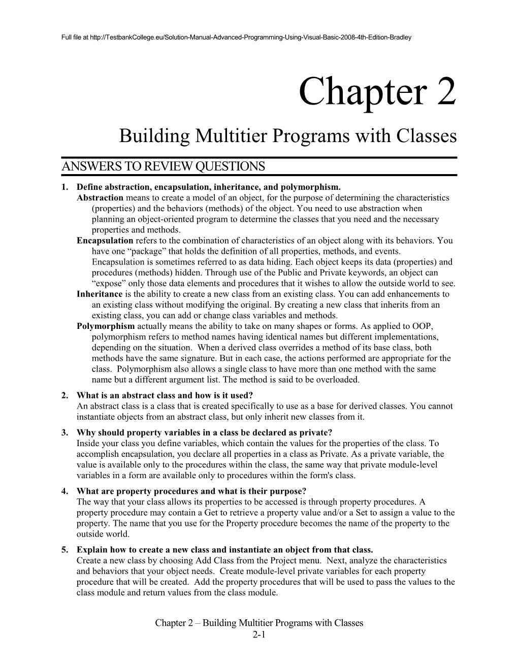 CHAPTER 2 - Building Multitier Programs with Classes