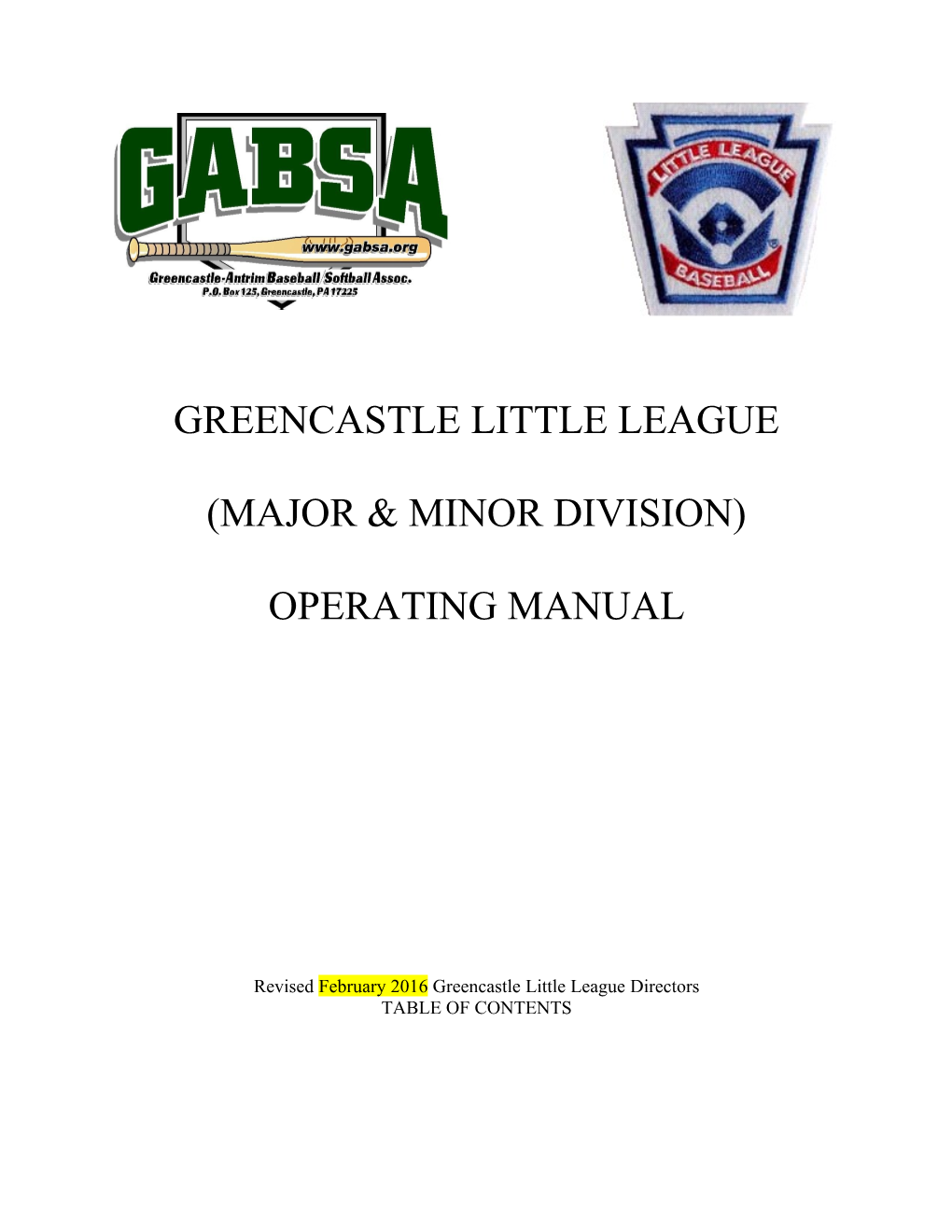 Greencastle Little League Operating Manual