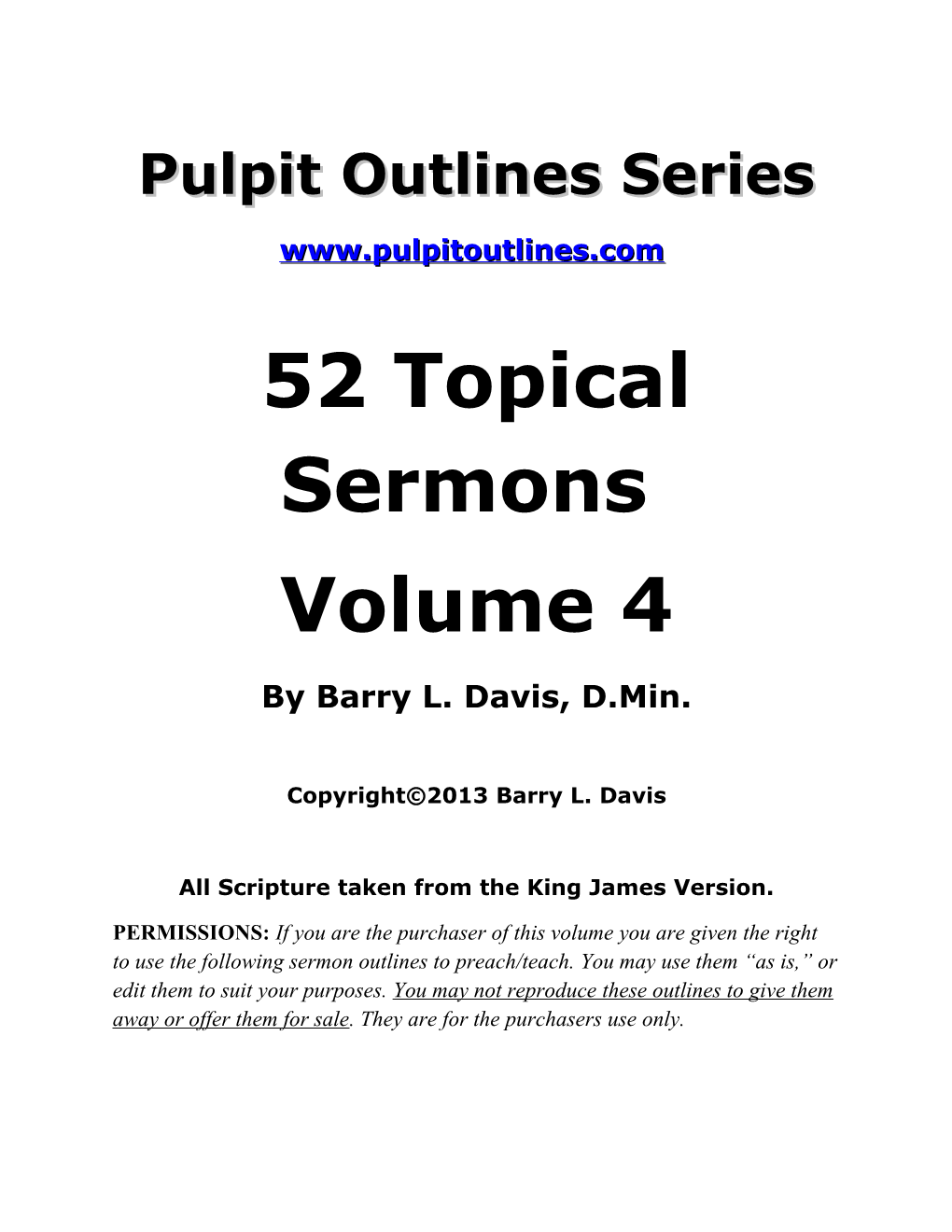 Pulpit Outlines Series