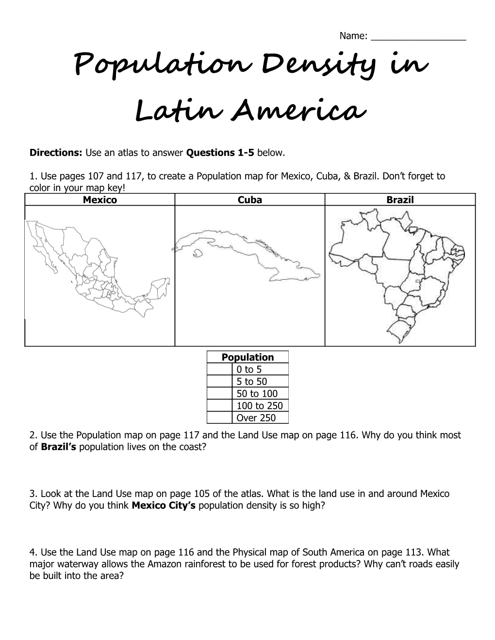 Population Density in Latin America