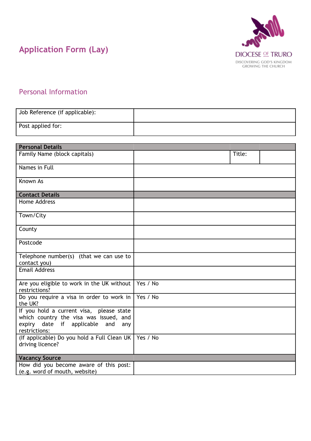 Application Form (Lay)
