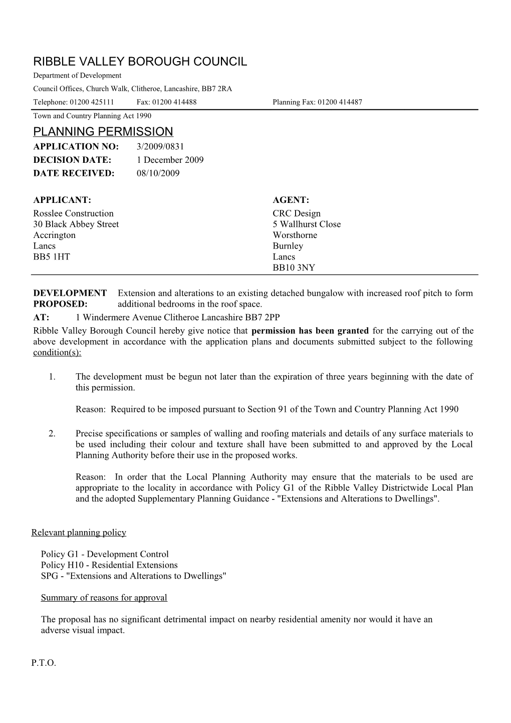 Ribble Valley Borough Council s11