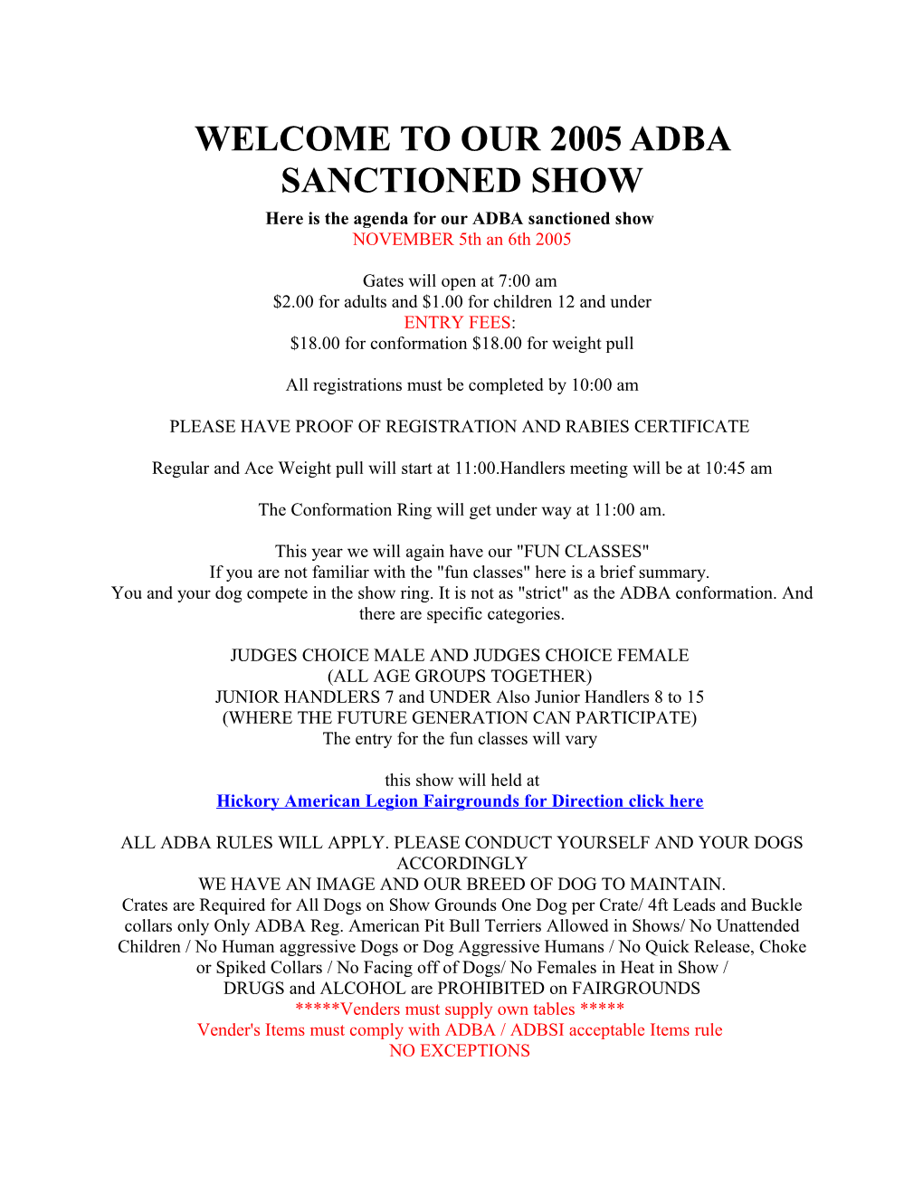 Welcome to Our 2005 Adba Sanctioned Show