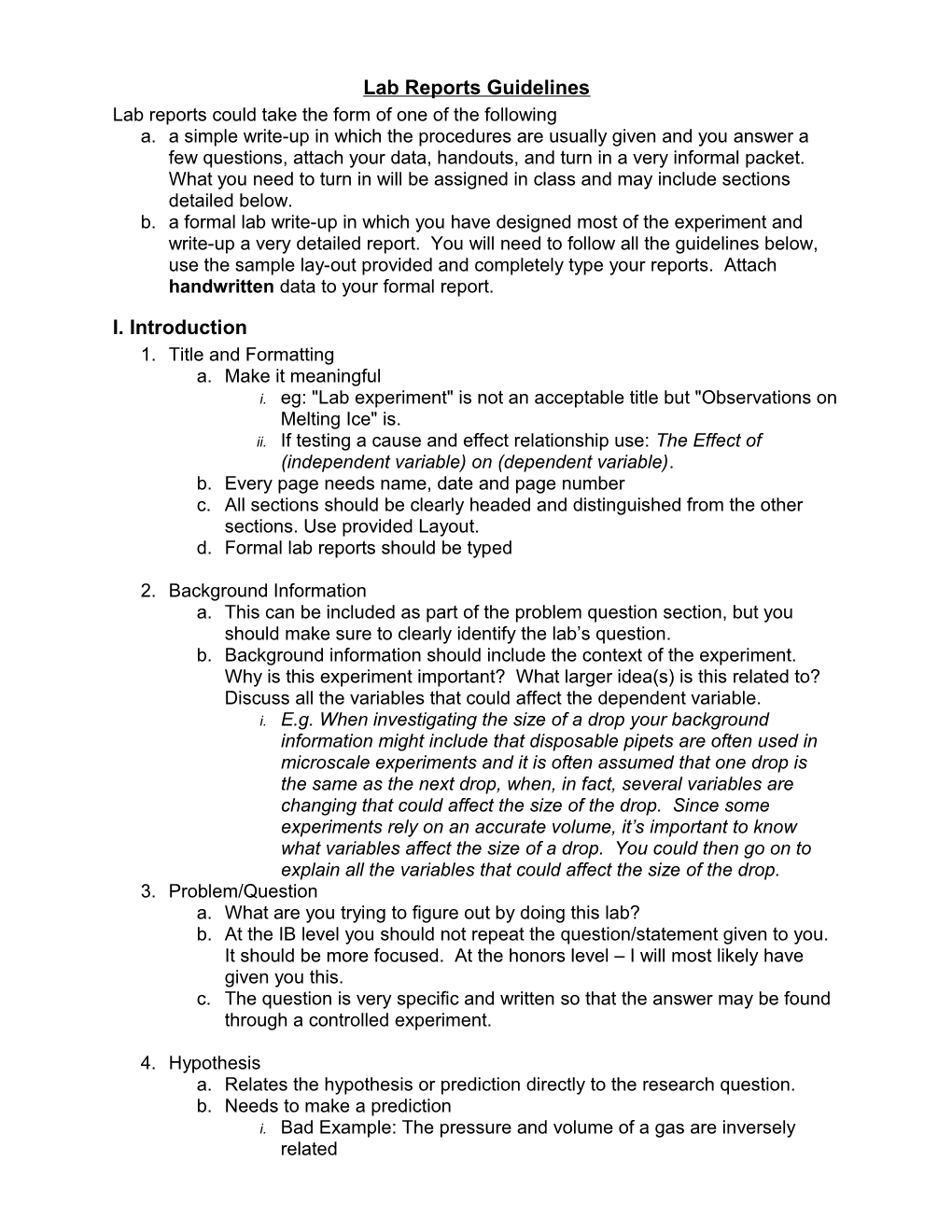 Lab Reports Guidelines