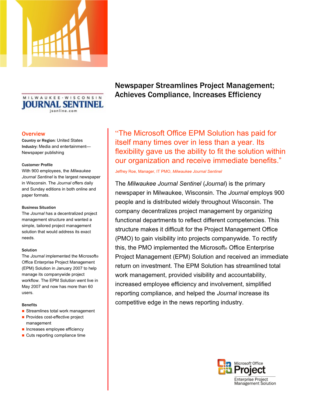 Newspaper Streamlines Project Management; Achieves Compliance, Increases Efficiency